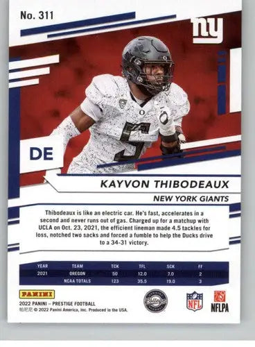 2022 Panini Prestige #311 Kayvon Thibodeaux NM Near Mint RC Rookie NY G ID:66856 - Football Card Single