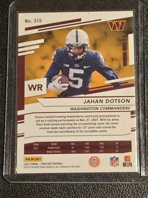 2022 Panini Prestige #315 Jahan Dotson Xtra Points Diamond - Football Card Single