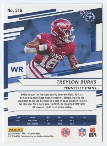 2022 Panini Prestige #316 Treylon Burks NM-MT RC Rookie Titans ID:48517 - Football Card Single
