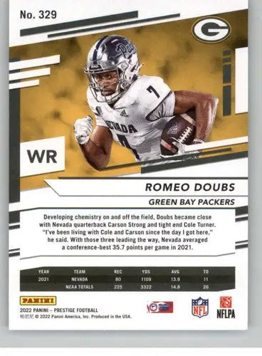 Original gloss Panini Prestige Romeo Doubs football rookie card 2022 Packers