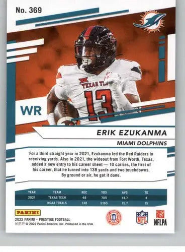 Original gloss Panini Prestige Erik Ezukanma football card from 2022 Rookie collection