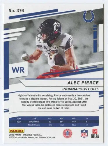 2022 Panini Prestige #376 Alec Pierce NM-MT RC Rookie Colts ID:48529 - Football Card Single