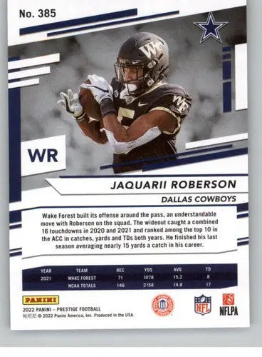 2022 Panini Prestige #385 Jaquarii Roberson NM-MT RC Rookie Cowboys ID:48532 - Football Card Single