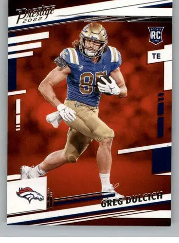 Original gloss 2022 Panini Prestige Greg Dulcich rookie card Broncos ID 52204