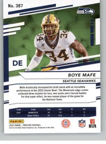 2022 Panini Prestige #387 Boye Mafe NM-MT RC Rookie Seahawks ID:48533 - Football Card Single