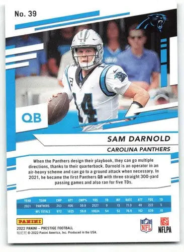 2022 Panini Prestige #39 Sam Darnold NM-MT Panthers ID:48405 - Football Card Single