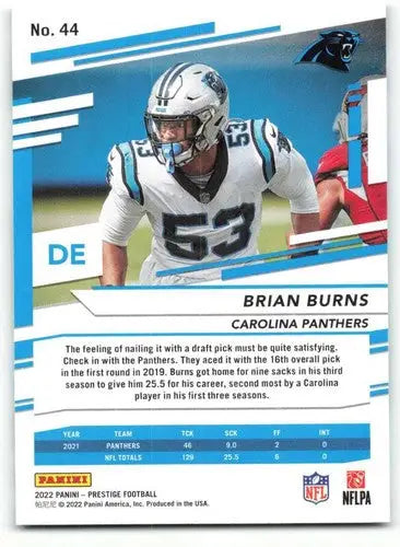 2022 Panini Prestige #44 Brian Burns NM-MT Panthers ID:48407 - Football Card Single