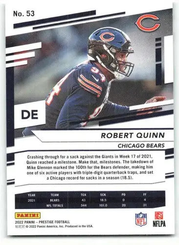 2022 Panini Prestige #53 Robert Quinn NM-MT Bears ID:48411 - Football Card Single