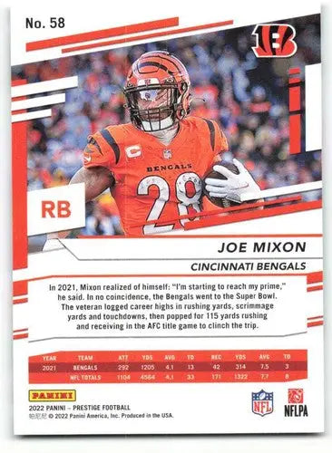 2022 Panini Prestige #58 Joe Mixon NM-MT Bengals ID:48413 - Football Card Single