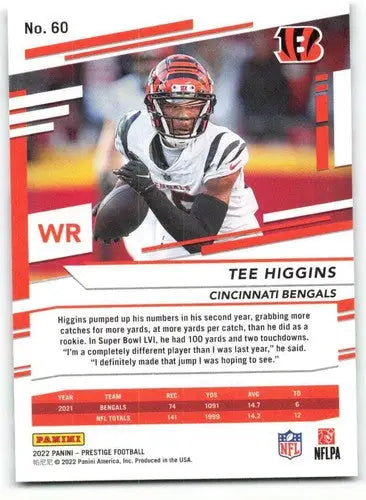 2022 Panini Prestige #60 Tee Higgins NM-MT Bengals ID:48414 - Football Card Single