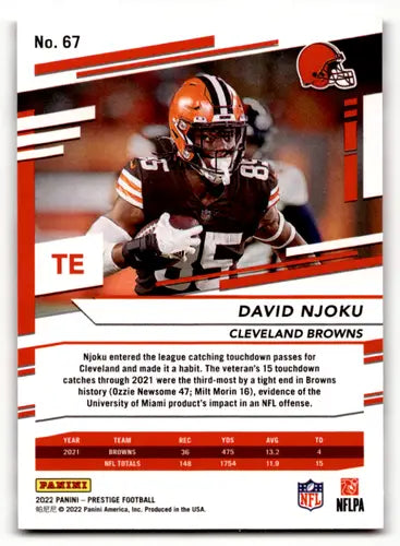 2022 Panini Prestige #67 David Njoku EX/NM Browns ID:47168 - Football Card Single
