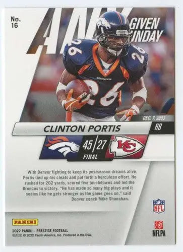 2022 Panini Prestige Any Given Sunday #16 Clinton Portis NM-MT Broncos ID:48369 - Football Card Single
