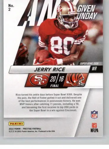 2022 Panini Prestige Any Given Sunday #2 Jerry Rice NM-MT 49ers ID:49244 - Football Card Single