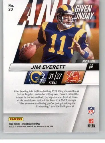 2022 Panini Prestige Any Given Sunday #20 Jim Everett NM-MT LA Rams ID:48368 - Football Card Single