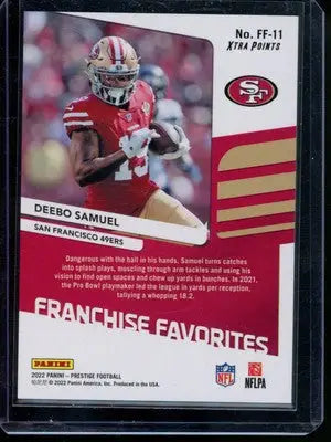 2022 Panini Prestige Deebo Samuel #FF-11 Franchise Favorites 174/299 Football - Football Card Single