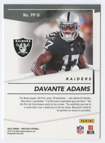 2022 Panini Prestige Prestigious Pros #PP-9 Davante Adams NM-MT ID:48364 - Football Card Single