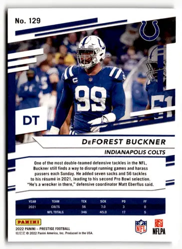 2022 Panini Prestige Xtra Points Diamond #129 DeForest Buckner NM-MT Co ID:48381 - Football Card Single