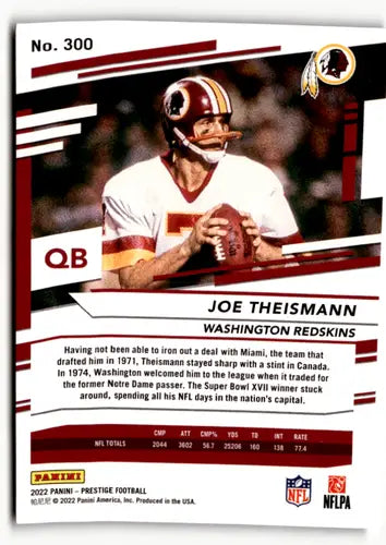 2022 Panini Prestige Xtra Points Diamond #300 Joe Theismann NM-MT Redsk ID:48387 - Football Card Single