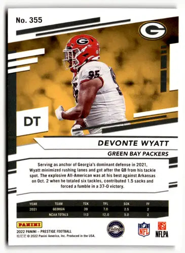 2022 Panini Prestige Xtra Points Diamond #355 Devonte Wyatt NM-MT RC Ro ID:48375 - Football Card Single