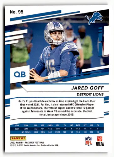 2022 Panini Prestige Xtra Points Red #95 Jared Goff NM-MT 341/449 Lions ID:48358 - Football Card Single