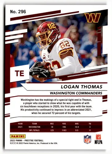 2022 Panini Prestige Xtra Points Sunburst #296 Logan Thomas NM-MT Comma ID:52154 - Football Card Single
