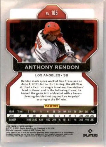 Original gloss Panini Prizm Anthony Rendon baseball card from 2022 Panini Prizm NM-MT