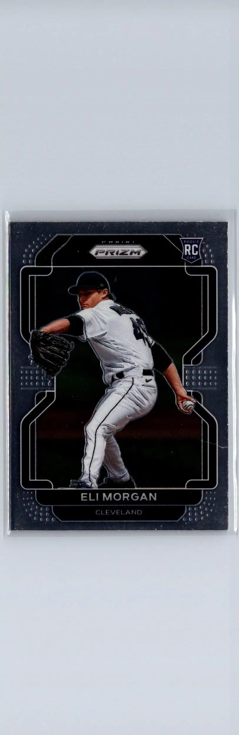 Eli Morgan baseball card from Panini Prizm 2022 series showing collectible card