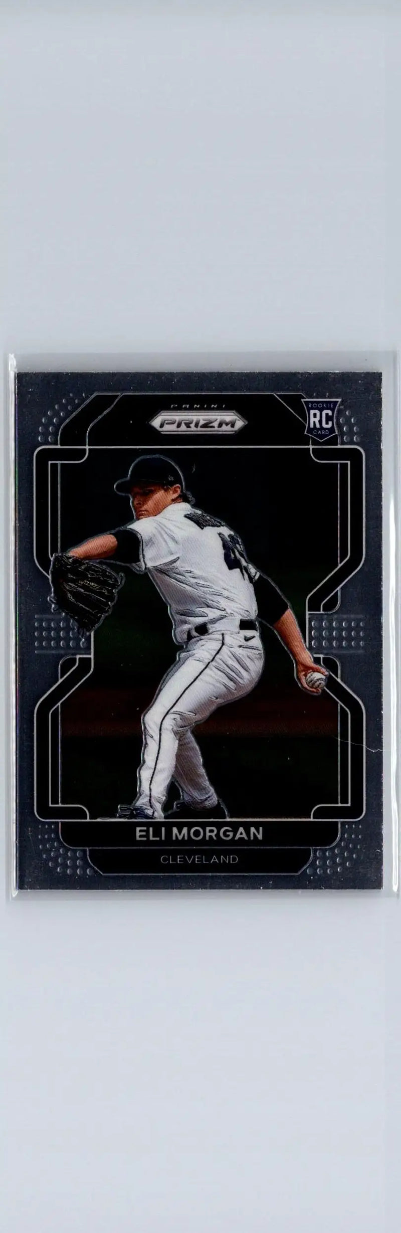 Eli Morgan baseball card from Panini Prizm 2022 series showing collectible card