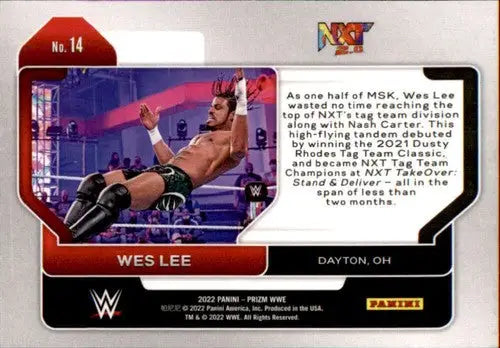 Wes Lee wrestling card from Panini Prizm 2022 with original gloss NM-MT condition