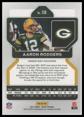 2022 Panini Prizm Base Aaron Rodgers Green Bay Packers 103 - Football Card Single