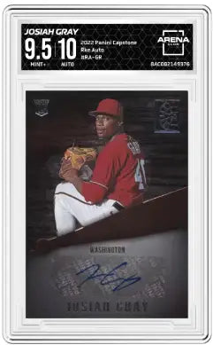 Graded Panini Prizm Capstone Josiah Gray rookie card with autograph and high score