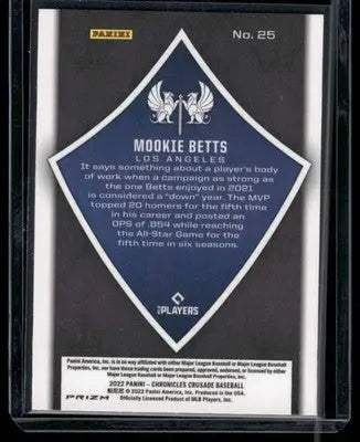 2022 Panini Prizm Crusade Mookie Betts #25 Checkerboard Baseball - Baseball Card Single