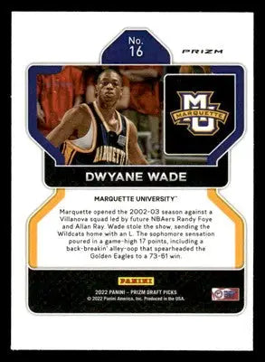 2022 Panini Prizm Draft Picks #16 Dwyane Wade Green Wave Prizm Marquette