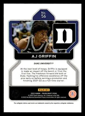 2022 Panini Prizm Draft Picks #56 AJ Griffin - Basketball Card Single