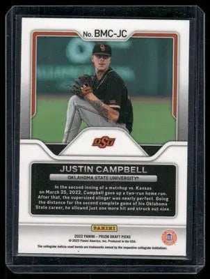 2022 Panini Prizm Draft Picks Justin Campbell #BMC-JC Baseball - Baseball Card Single