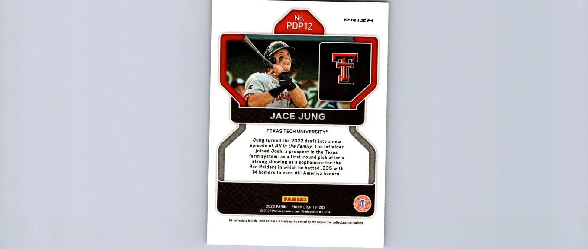Jace Jung baseball card from 2022 Panini Prizm Draft Picks #PDP12 Silver edition