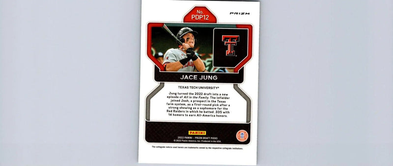 Jace Jung baseball card from 2022 Panini Prizm Draft Picks #PDP12 Silver edition