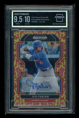 2022 Panini Prizm Draft Picks Snake Skin Jud Fabian #PDP67 07/15 Auto AC 9.5 - Baseball Card Single