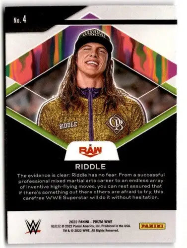 Original gloss of Riddle WWE trading card from 2022 Panini Prizm Fearless collection