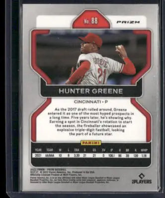 2022 Panini Prizm Hunter Greene #88 White Wave RC Baseball - Baseball Card Single