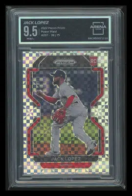 2022 Panini Prizm Jack Lopez #207 Power Plaid RC 39/75 Baseball Arena Club 9.5 - Baseball Card Single