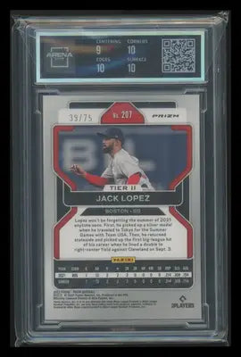 2022 Panini Prizm Jack Lopez #207 Power Plaid RC 39/75 Baseball Arena Club 9.5 - Baseball Card Single
