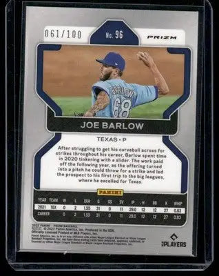 2022 Panini Prizm Joe Barlow #96 Orange RC 061/100 Baseball - Baseball Card Single
