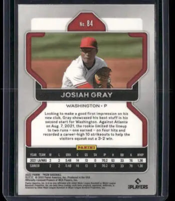 2022 Panini Prizm Josiah Gray #84 Baseball - Baseball Card Single