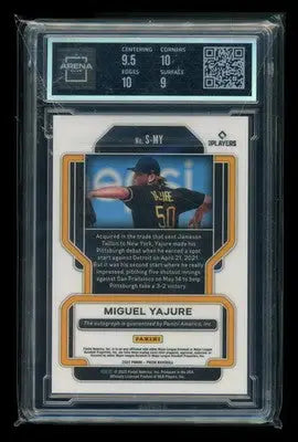 2022 Panini Prizm Miguel Yajure #S-MY Autograph Baseball Arena Club 9.5 - Baseball Card Single