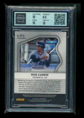 2022 Panini Prizm Old School Rod Carew #OS-9 Neon Orange 033/100 Arena Club 10 - Baseball Card Single