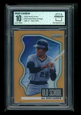 2022 Panini Prizm Old School Rod Carew #OS-9 Neon Orange 033/100 Arena Club 10 - Baseball Card Single