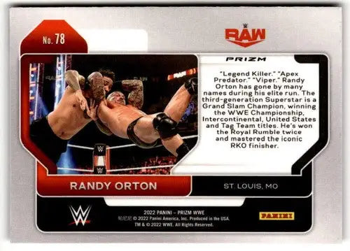 Randy Orton wrestling card from 2022 Panini Prizm Prizms Silver series with original gloss