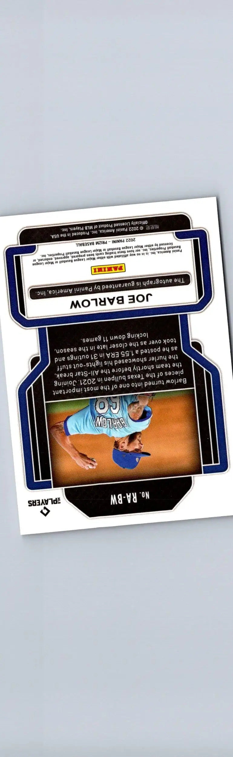 Baseball card featuring Joe Barlow rookie autographs from 2022 Panini Prizm