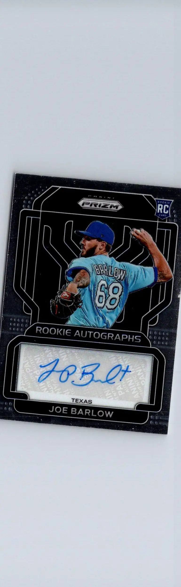 Joe Barlow rookie autograph baseball card from 2022 Panini Prizm Barlow rookie autographs series